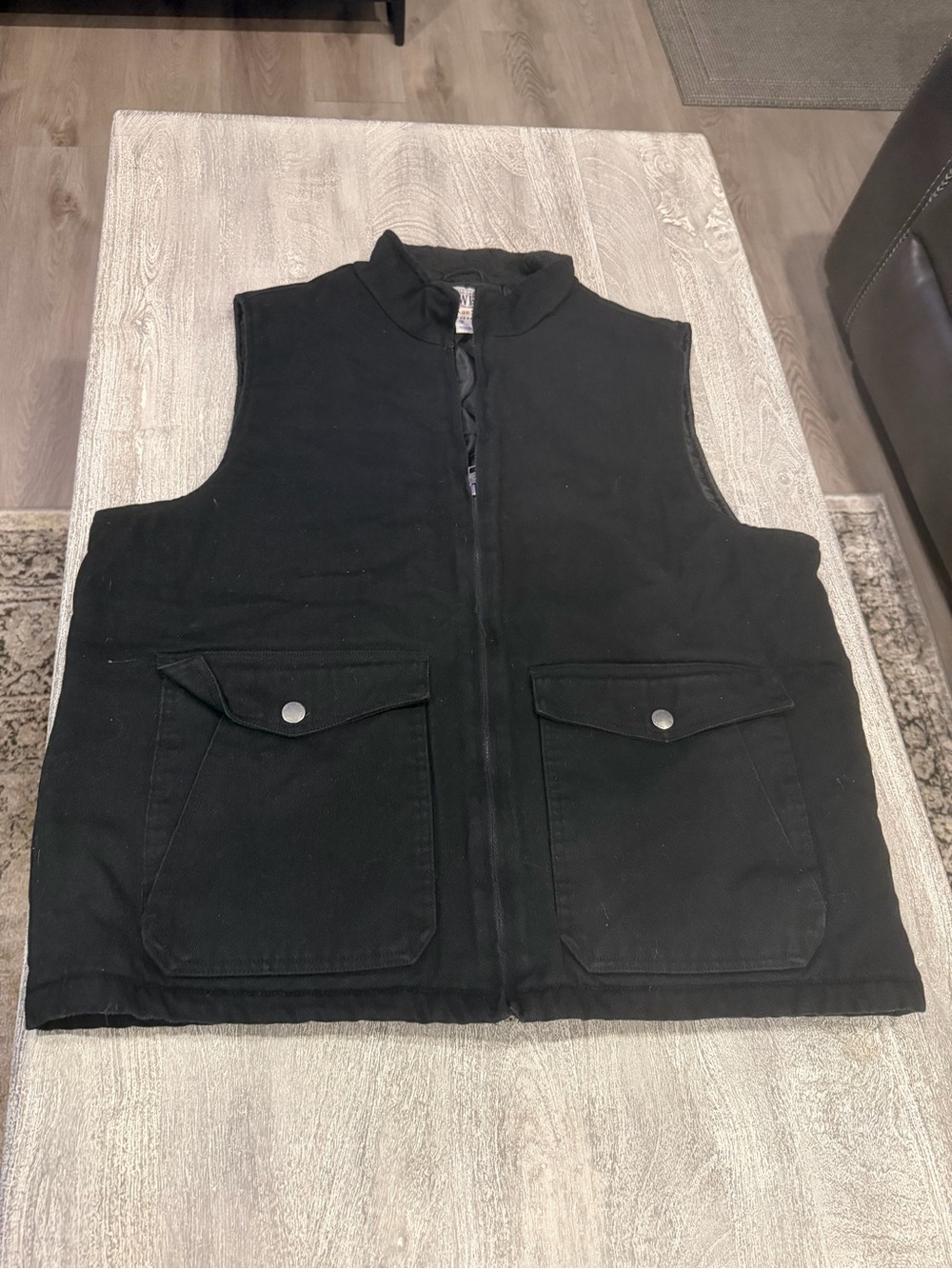 Heritage Black Cargo-Style Vest with Snap Pockets